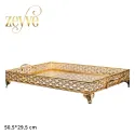 Zeyve Rectangular Serving Tray Set of 3pcs With Mirror Base 39*44*50.5cm