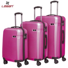 Legan ABS Travel Bag Set of 3pcs, Ribbed Pink