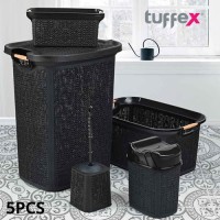 Tuffex Woow Series 5 Pcs Bathroom Set, Black
