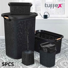 Tuffex Woow Series 5 Pcs Bathroom Set, Black