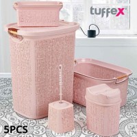 Tuffex Woow Series 5 Pcs Bathroom Set, Pink