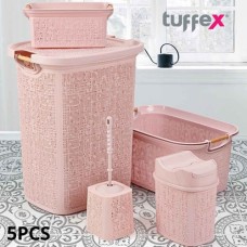 Tuffex Woow Series 5 Pcs Bathroom Set, Pink