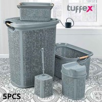 Tuffex Woow Series 5 Pcs Bathroom Set, Grey