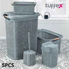 Tuffex Woow Series 5 Pcs Bathroom Set, Grey