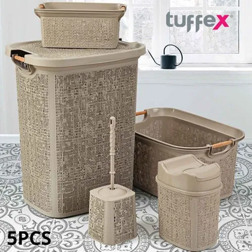Tuffex Woow Series 5 Pcs Bathroom Set, Cappucino