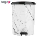 Tuffex Marbled White Pedal Dustbin Set of 3 Sizes 7,13,22L