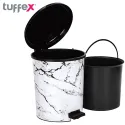 Tuffex Marbled White Pedal Dustbin Set of 3 Sizes 7,13,22L