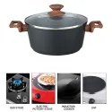 Kitchen Dark Grey Round Casserole With Glass Lid, CUIZINA 20 CM