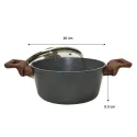 Kitchen Dark Grey Round Casserole With Glass Lid, CUIZINA 20 CM