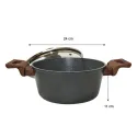 Kitchen Dark Grey Round Casserole With Glass Lid, CUIZINA 24 CM