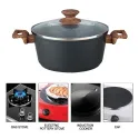 Kitchen Dark Grey Round Casserole With Glass Lid, CUIZINA 30 CM