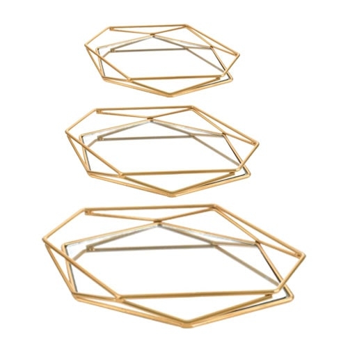 PRIZMA GOLD PLATE WITH MIRROR BASE, S M L