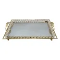 RECTANGLE CRYSTAL TRAY WITH MIRROR BASE