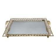 RECTANGLE CRYSTAL TRAY WITH MIRROR BASE