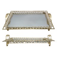RECTANGLE CRYSTAL TRAY WITH MIRROR BASE