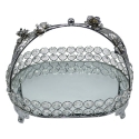 SILVER CRYSTAL SERVING BASKET WITH MIRROR BASE SILVER CRYSTAL SERVING BASKET WITH MIRROR BASE