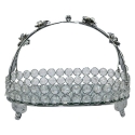 SILVER CRYSTAL SERVING BASKET WITH MIRROR BASE SILVER CRYSTAL SERVING BASKET WITH MIRROR BASE