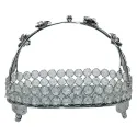 SILVER CRYSTAL SERVING BASKET WITH MIRROR BASE