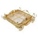 GOLDEN SERVING BASKET WITH CRYSTAL HANDLE, 4 DIVISIONS