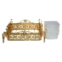 GOLDEN SERVING BASKET WITH CRYSTAL HANDLE, 4 DIVISIONS