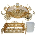 GOLDEN SERVING BASKET WITH CRYSTAL HANDLE, 4 DIVISIONS