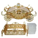 GOLDEN SERVING BASKET WITH CRYSTAL HANDLE, 4 DIVISIONS