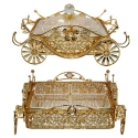GOLDEN SERVING BASKET WITH CRYSTAL HANDLE, 4 DIVISIONS