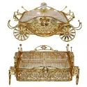 GOLDEN SERVING BASKET WITH CRYSTAL HANDLE, 4 DIVISIONS