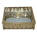 RECTANGLE DECORATIVE BOXES WITH MIRROR BASE & CRYSTAL HANDLE, SET OF 3 