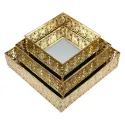 RECTANGLE DECORATIVE BOXES WITH MIRROR BASE & CRYSTAL HANDLE, SET OF 3 