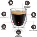  DOUBLE WALL GLASS MUG FOR COFFEE, I PC 250 ml