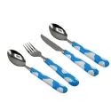 24 PCS PRINTED STAINLESS STEEL CUTLERY DINNER, KNIFE FORK SPOON & TEA SPOON 