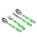 24 PCS PRINTED STAINLESS STEEL CUTLERY DINNER, KNIFE FORK SPOON & TEA SPOON 