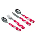 24 PCS PRINTED STAINLESS STEEL CUTLERY DINNER, KNIFE FORK SPOON & TEA SPOON 