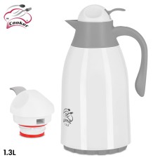 PLASTIC VACUUM JUG WITH GLASS LINER, COOKER TERMOS 1.3 L CKR2018 WHITE & GREY