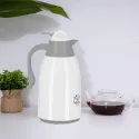 PLASTIC VACUUM JUG WITH GLASS LINER, COOKER TERMOS 1.3 L CKR2018 WHITE & GREY