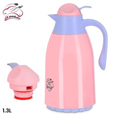 PLASTIC VACUUM JUG WITH GLASS LINER, COOKER TERMOS 1.3 L  CKR2018 PINK & PURPLE