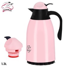 PLASTIC VACUUM JUG WITH GLASS LINER, COOKER TERMOS 1.3 L CKR2018 PINK & BLACK
