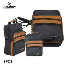 MEN'S HAND & SHOULDER BAG, LEGAN 8107 BLACK & BROWN SET OF 3 SIZES