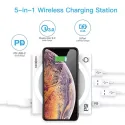 5 in 1 WIRELESS CHARGING STATION 40W WITH LED, MOXOM 