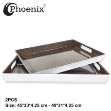Phoenix 2pcs Melamine Tray Set, Brown