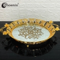 Phoenix Round Crystal Tray With Printed Mirror Base 40cm Diameter