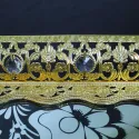 Phoenix Rectangle Serving Tray With Printed Glass Base, Gold 45*29*4cm