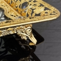 Phoenix Rectangle Serving Tray With Printed Glass Base, Gold 45*29*4cm Phoenix Rectangle Serving Tray With Printed Glass Base, Gold 45*29*4cm