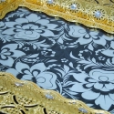 Phoenix Luxury Rectangular Gold Serving Tray With Printed Glass Base 52*37*5 cm Phoenix Luxury Rectangular Gold Serving Tray With Printed Glass Base 52*37*5 cm
