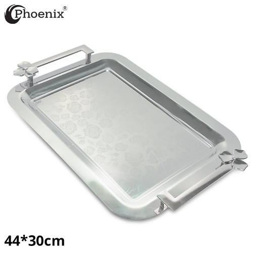 Phoenix Luxury Serving Tray with Handles, Silver 44*30 cm