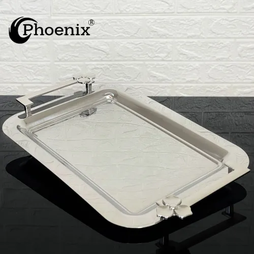 Phoenix Luxury Serving Tray with Handles, Silver 44*30 cm