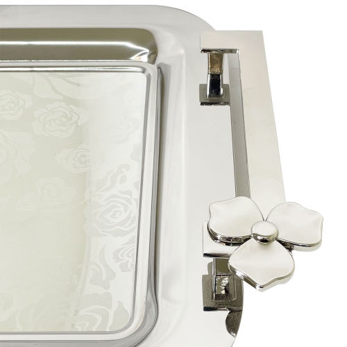 Phoenix Luxury Serving Tray with Handles, Silver 44*30 cm