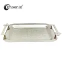 Phoenix Rectangle Serving Tray With Floral Printed Base 44*30 cm