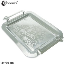 Phoenix Rectangle Serving Tray With Floral Printed Base 44*30 cm